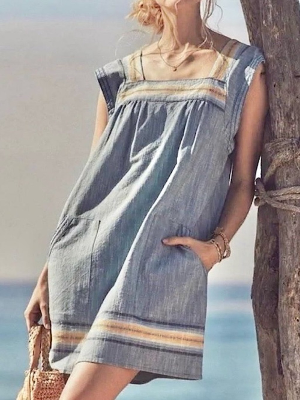 Faherty Hailee Chambray Huipile Dress